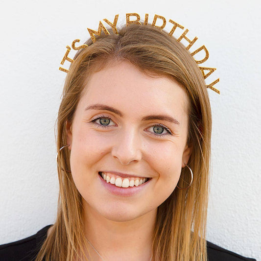 Gold Enamel "Happy Birthday" Headband | Birthday Accessory |