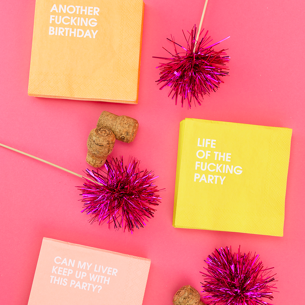 Another Fucking Birthday - Orange Cocktail Napkins