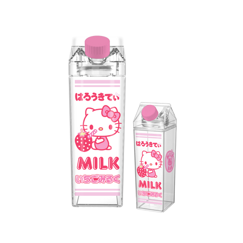 Hello Kitty Strawberry 16.2oz Plastic Milk Carton Bottle - Front & Company: Gift Store