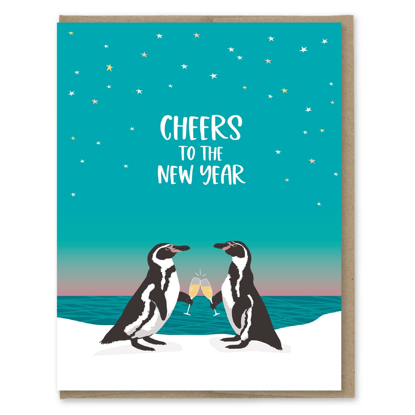 Penguins Cheers To The New Year Card