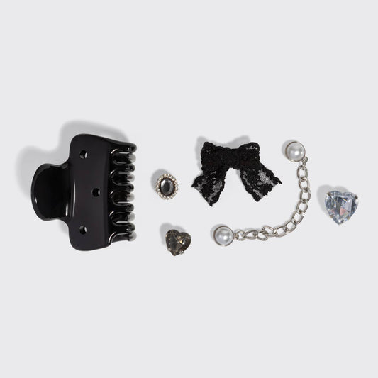 KitschPop Cloud Clip 7pc Set Vintage- Black