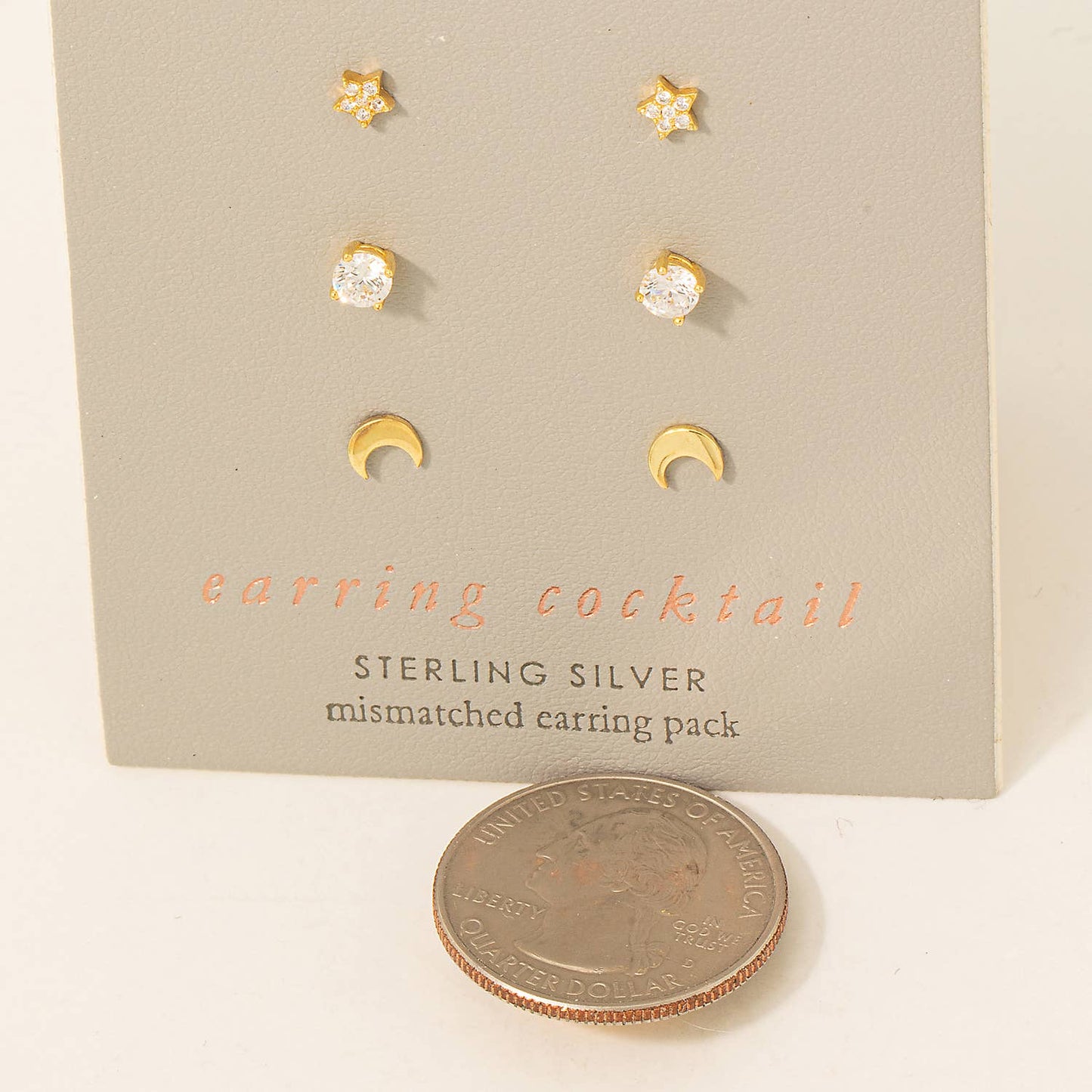 Sterling Silver 3 Piece Stud Earrings Set