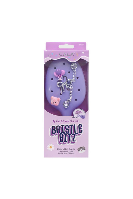 Purple Bristle Bitz Charm Hair Brush
