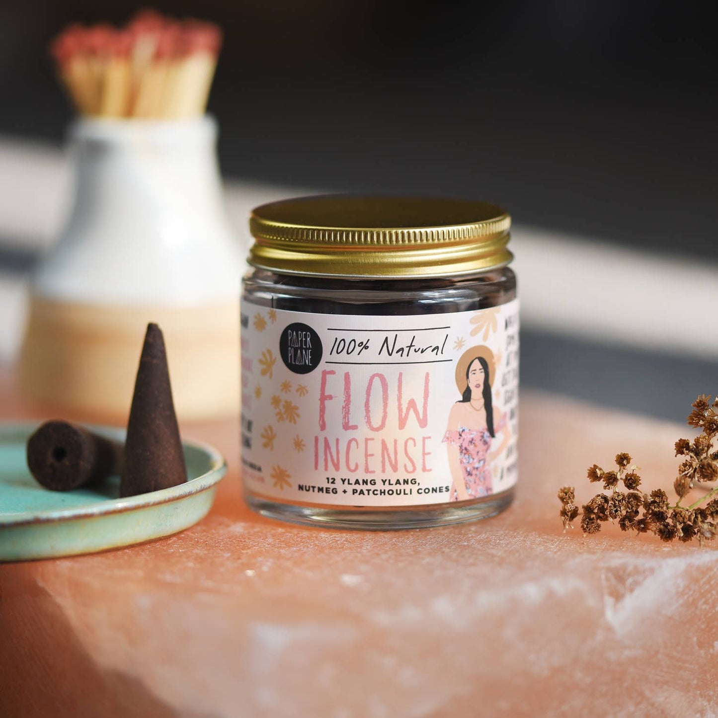 Flow Incense Jar of Incense Cones - plant based, vegan