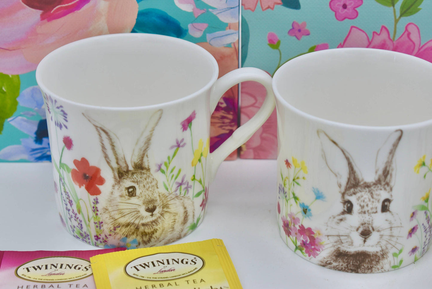 Easter Bunny Spring Flowers Bone China Mug Cup