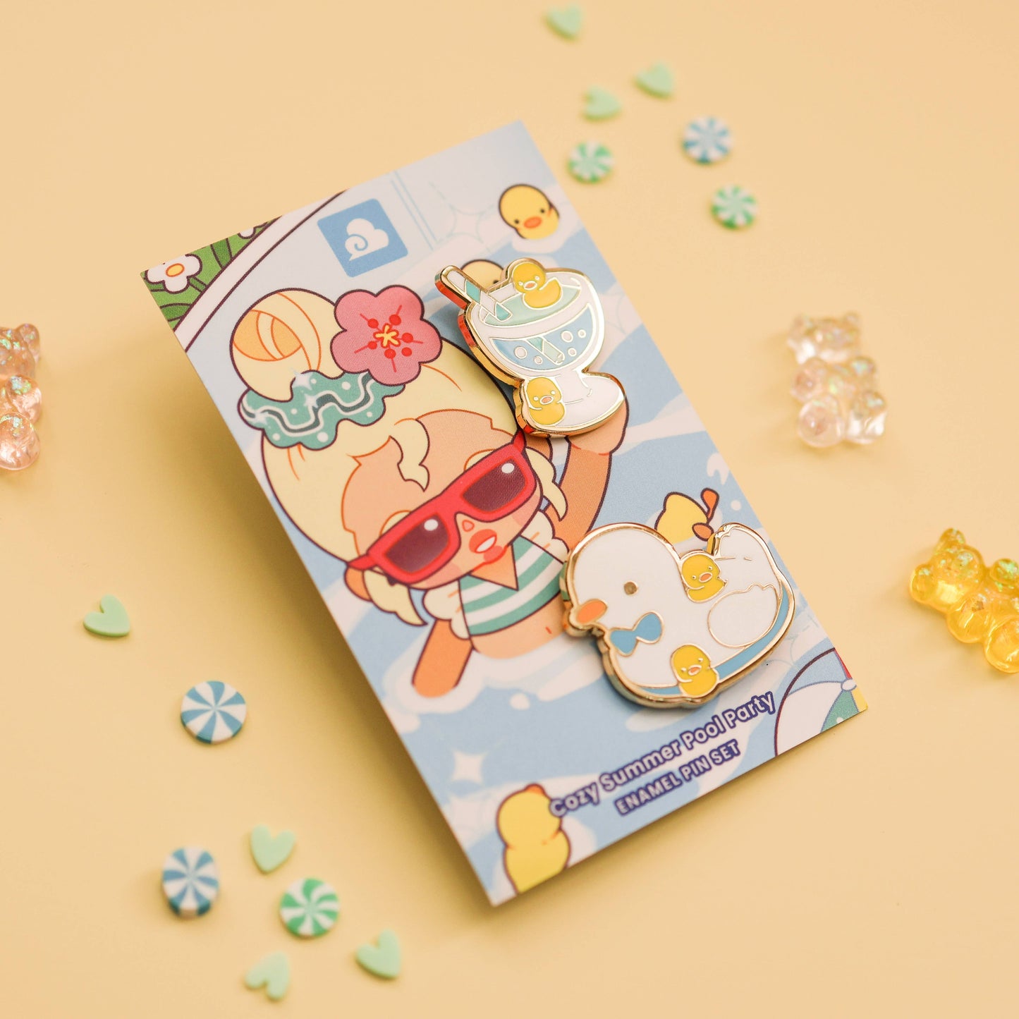 Enamel Pin - Cozy Summer Pool Party Pin Set