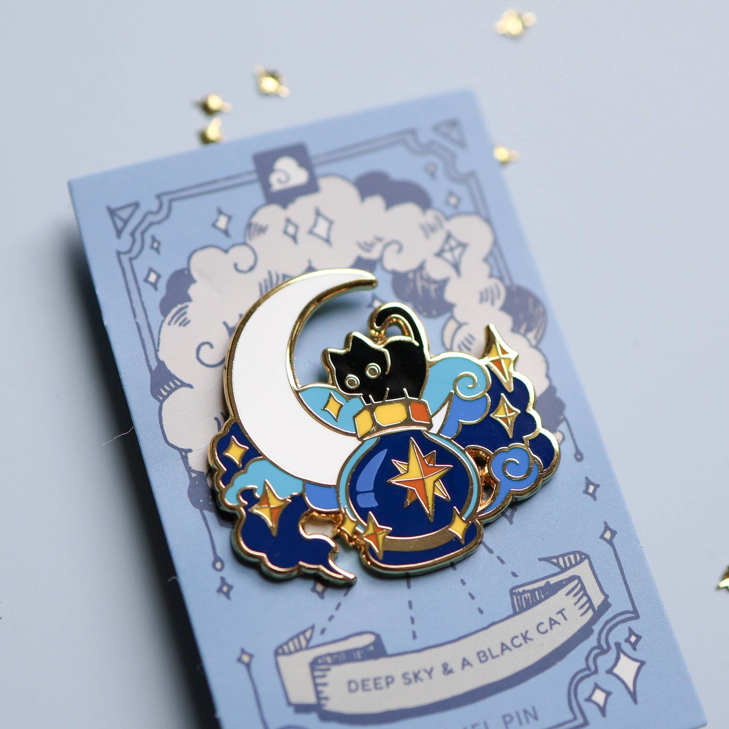 Enamel Pin - Deep Sky and a Black Cat