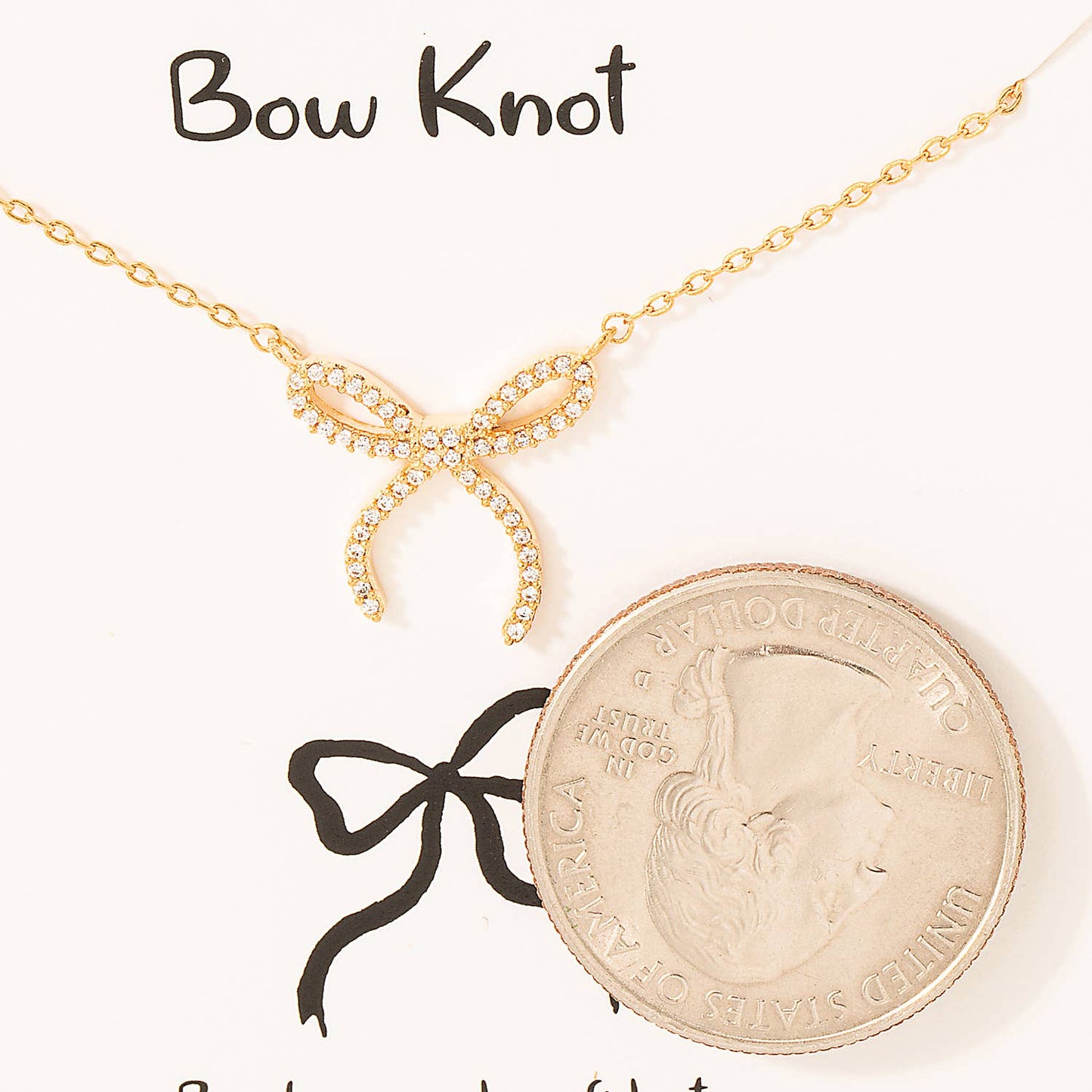 Gold Dipped Bow Knot Charm Necklace