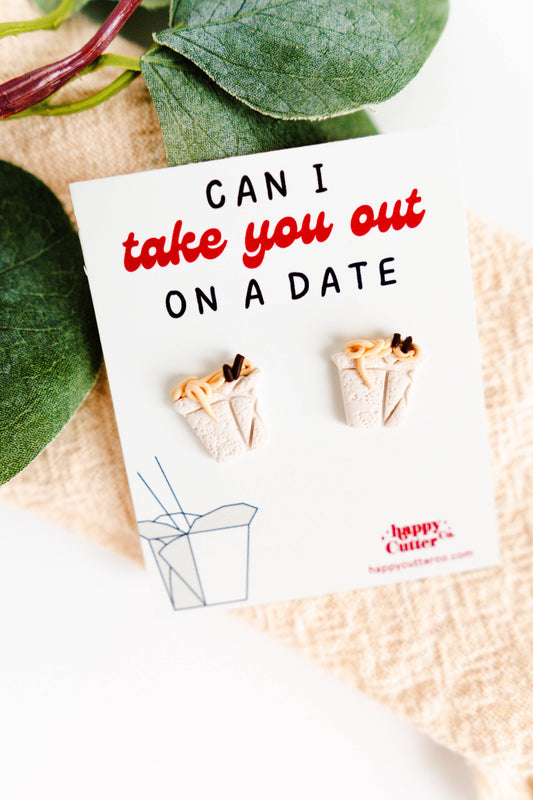 Noodle Take Out Clay Stud Earrings | Funny Foodie Gift