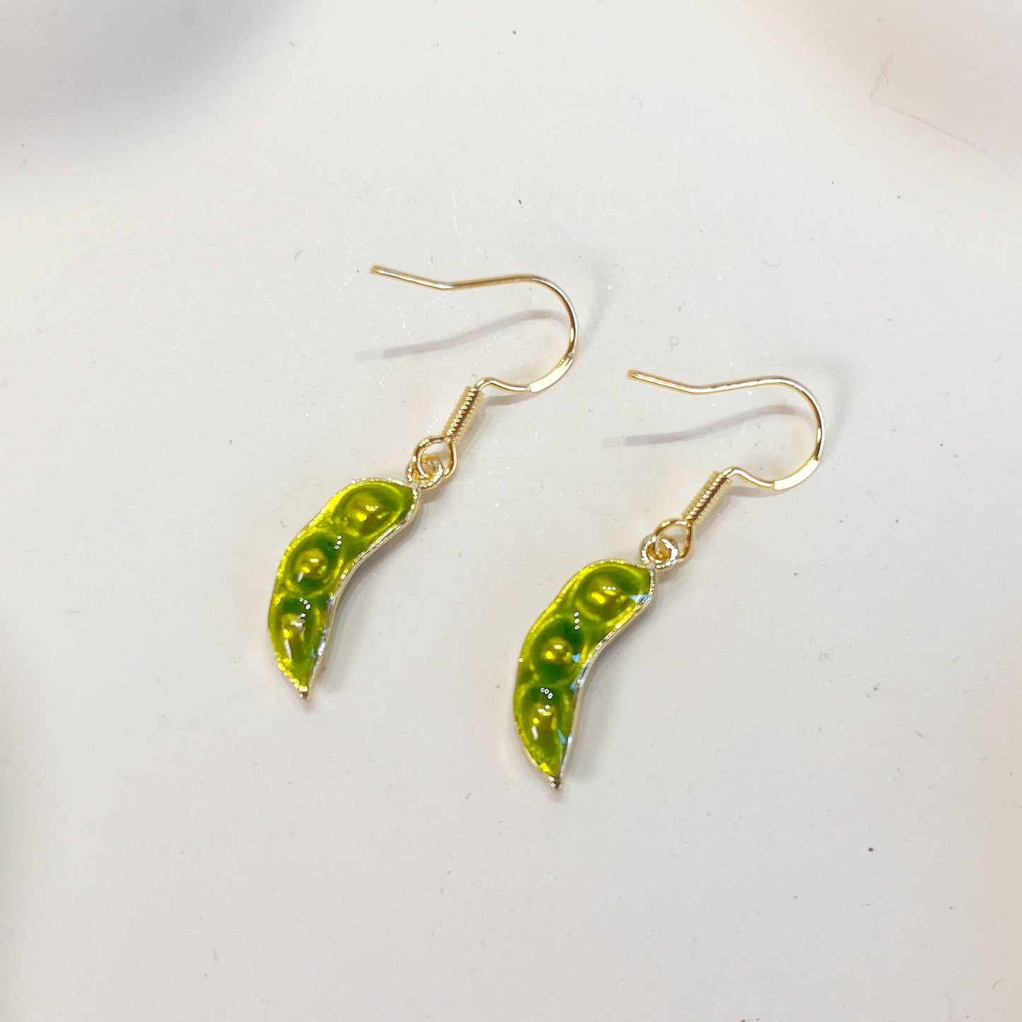 Green beans earrings, green pea earrings, vegetable earrings