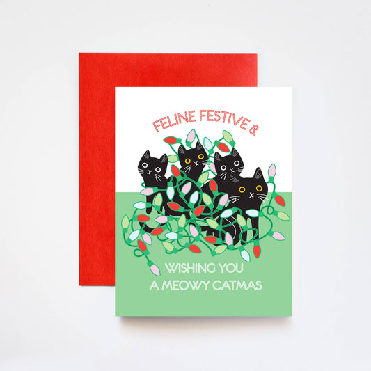 Meowy Catmas Christmas Holiday Greeting Card