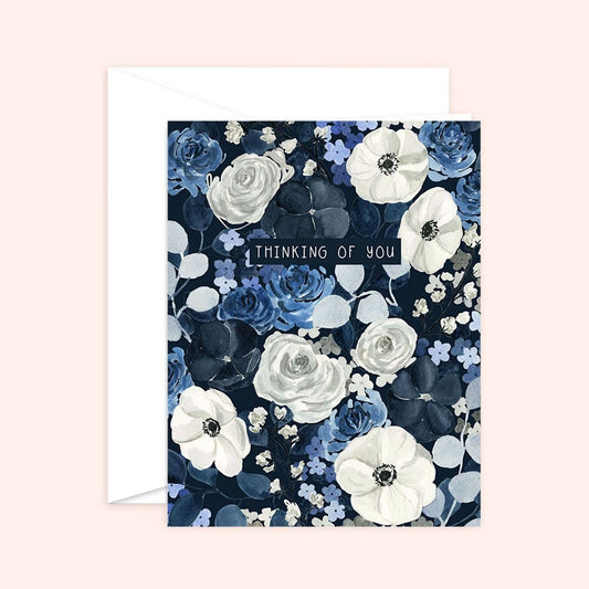 Navy Floral Thinking of You Card | Sympathy Card