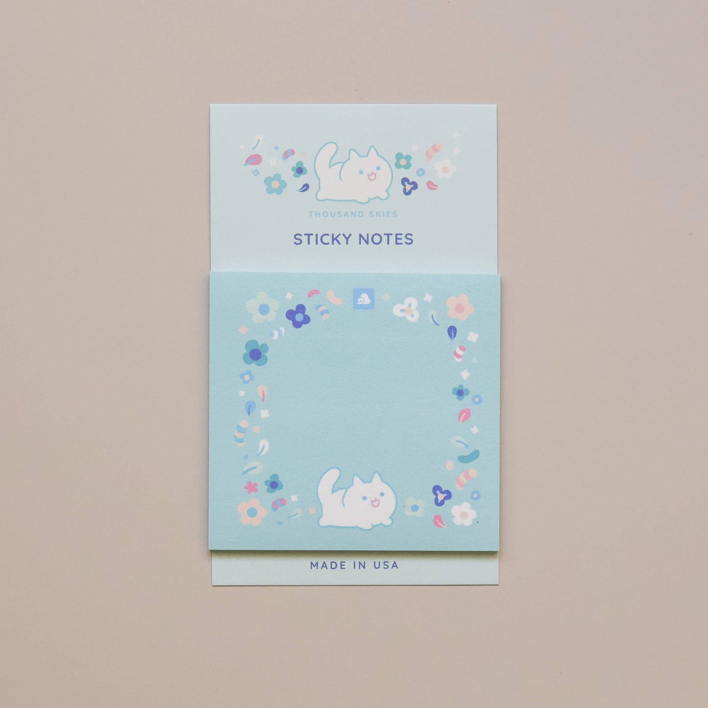 Sticky Notes - Floral White Cat
