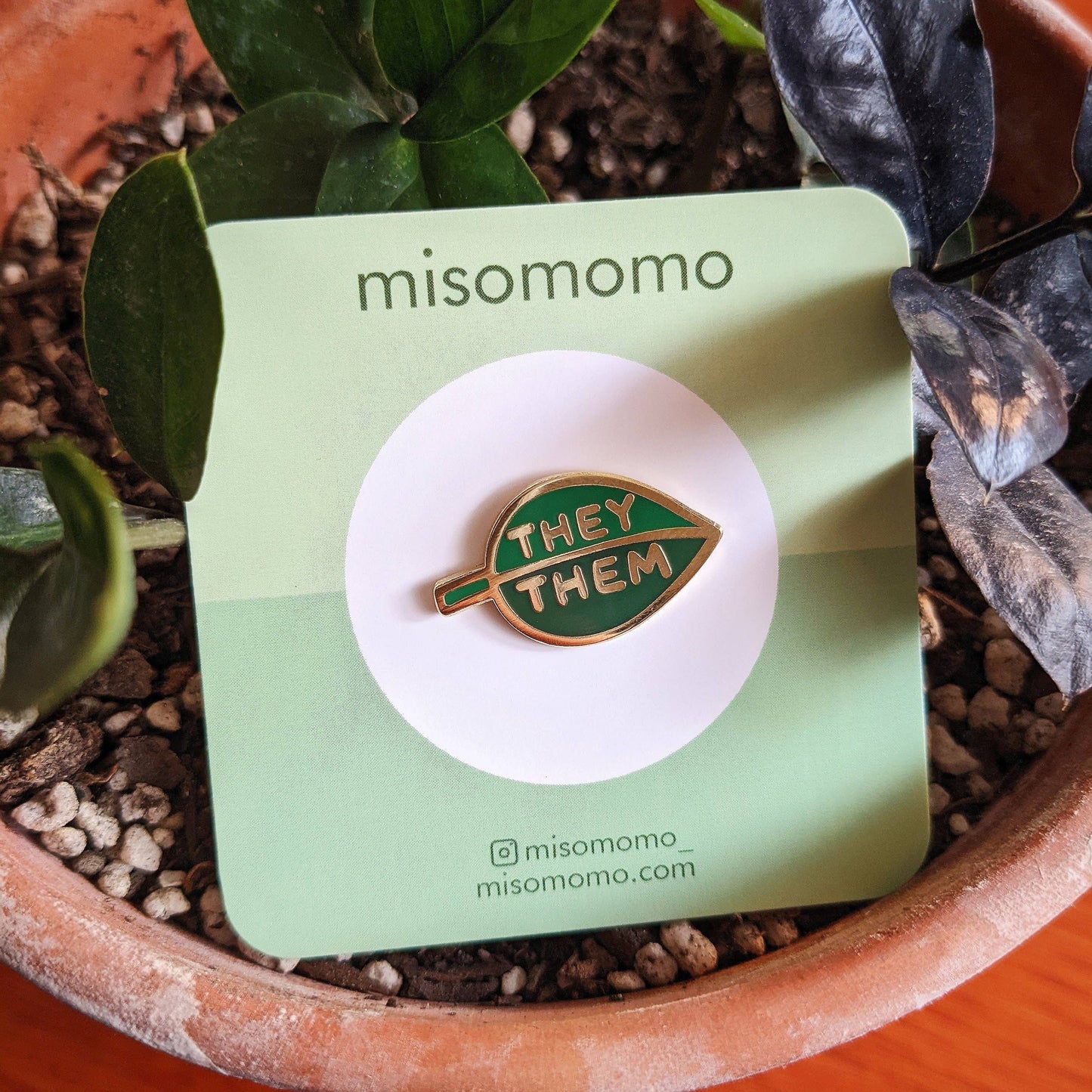 Pronoun Leaf Pin - they/them