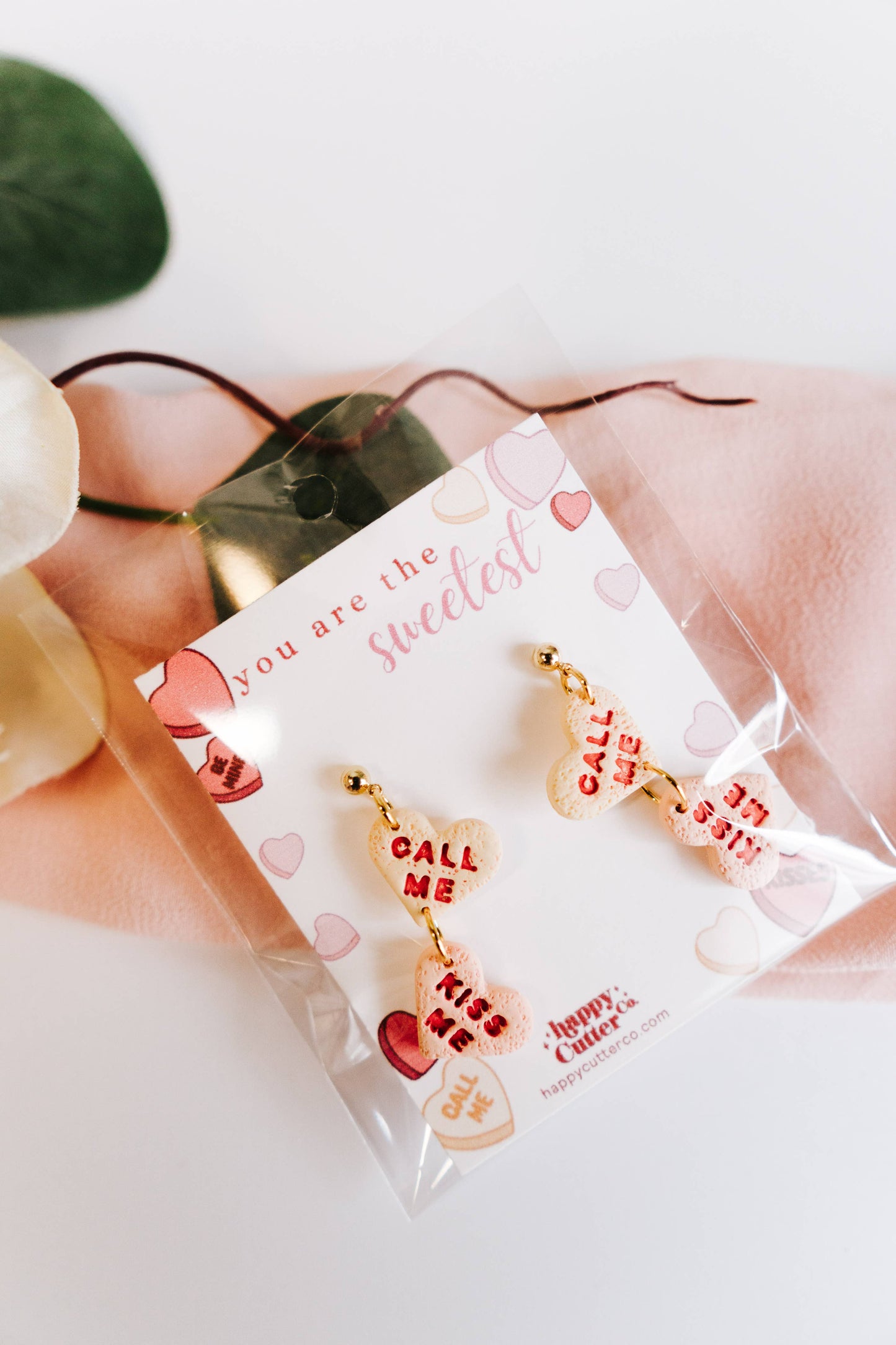 Kiss Me Heart Valentine Clay Stud Earrings