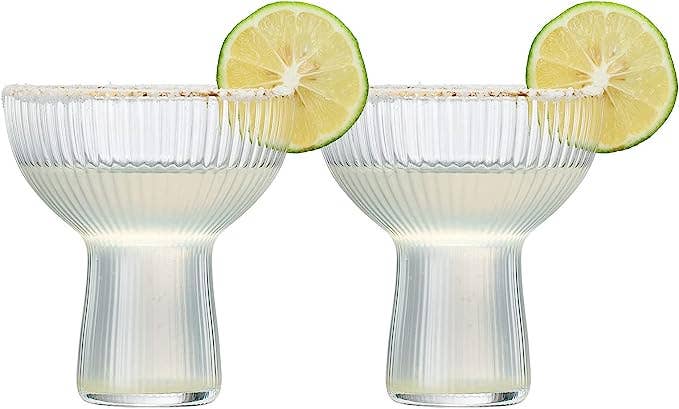 Stemless Gold Rim Cocktail & Margarita Glasses - Set of 2