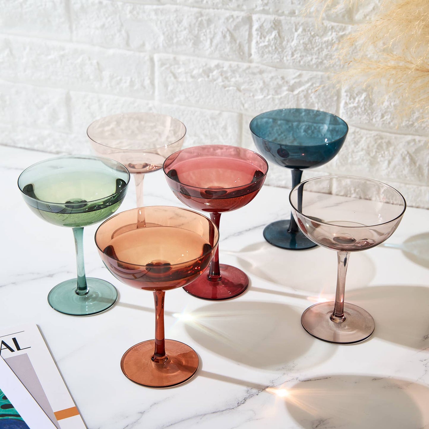 Coupe Cocktail Glasses 7 oz | Pastel Colored