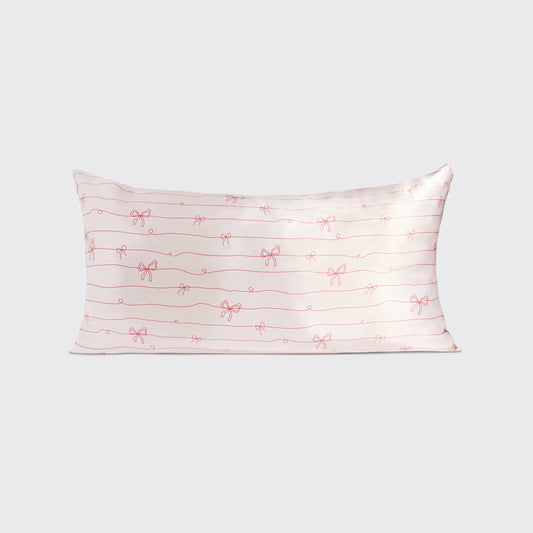Satin Pillowcase in Striped Bows - King