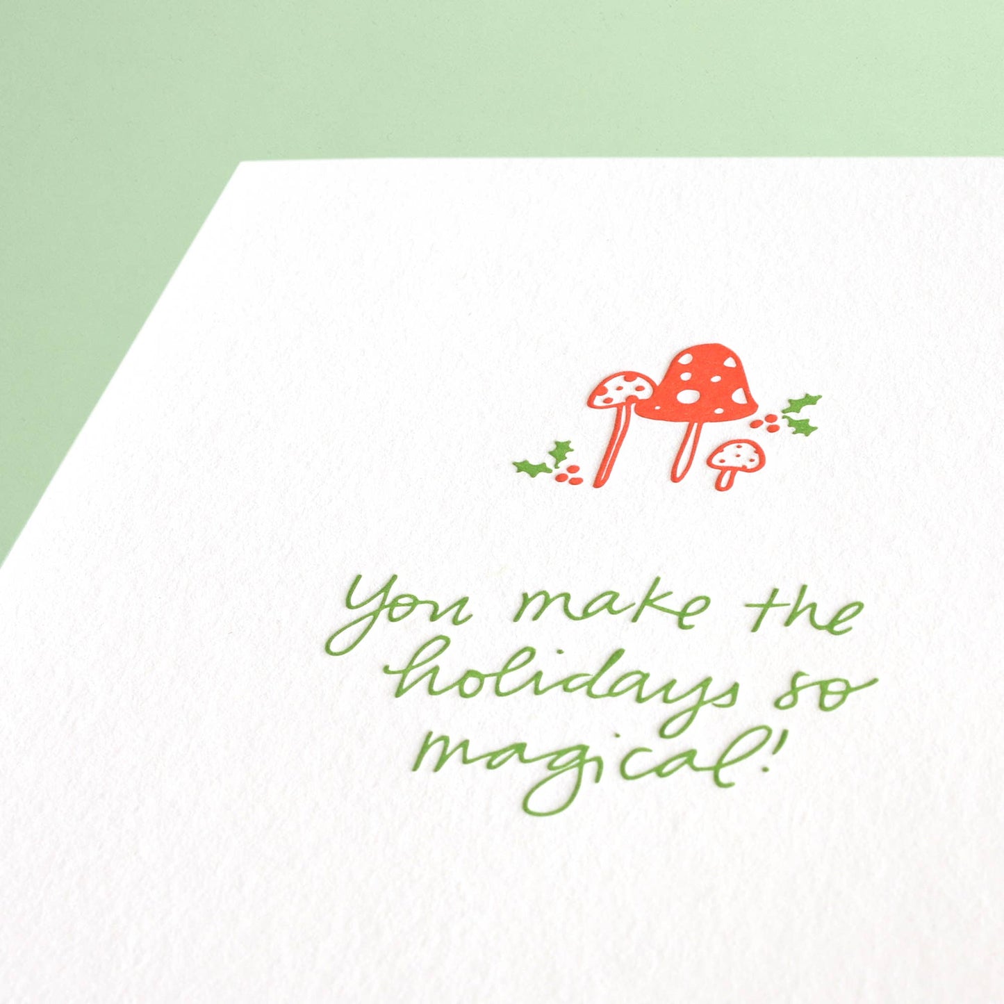 Holiday Mushrooms - Letterpress Greeting Card