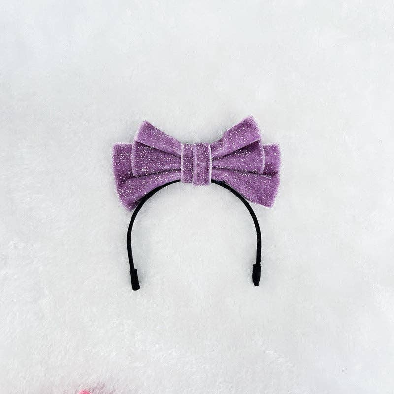 Mini Velvet glitter bow headband for labubu dolls