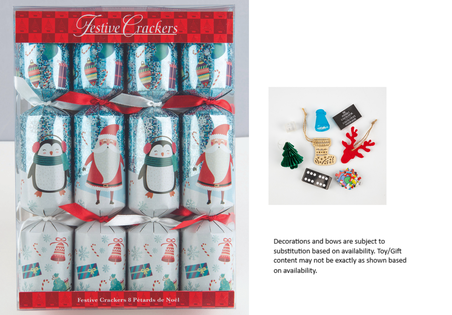 10in Santa and Penguin Crackers 8ct