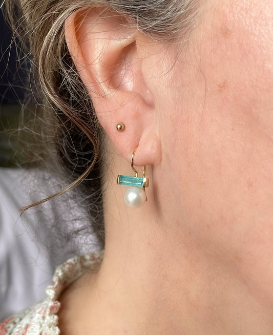 Jade and pearl drop earrings