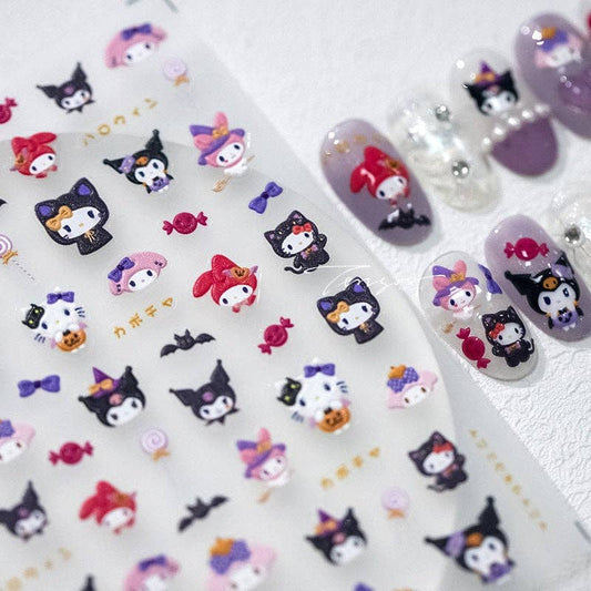 Cute Cartoon Embossed Pattern Design Nail Deco Sticker