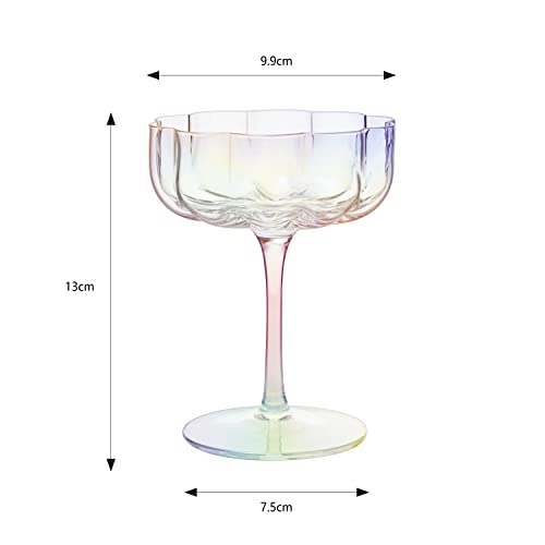 Flower Elegant Champagne & Cocktail Coupes - Iridescent Set