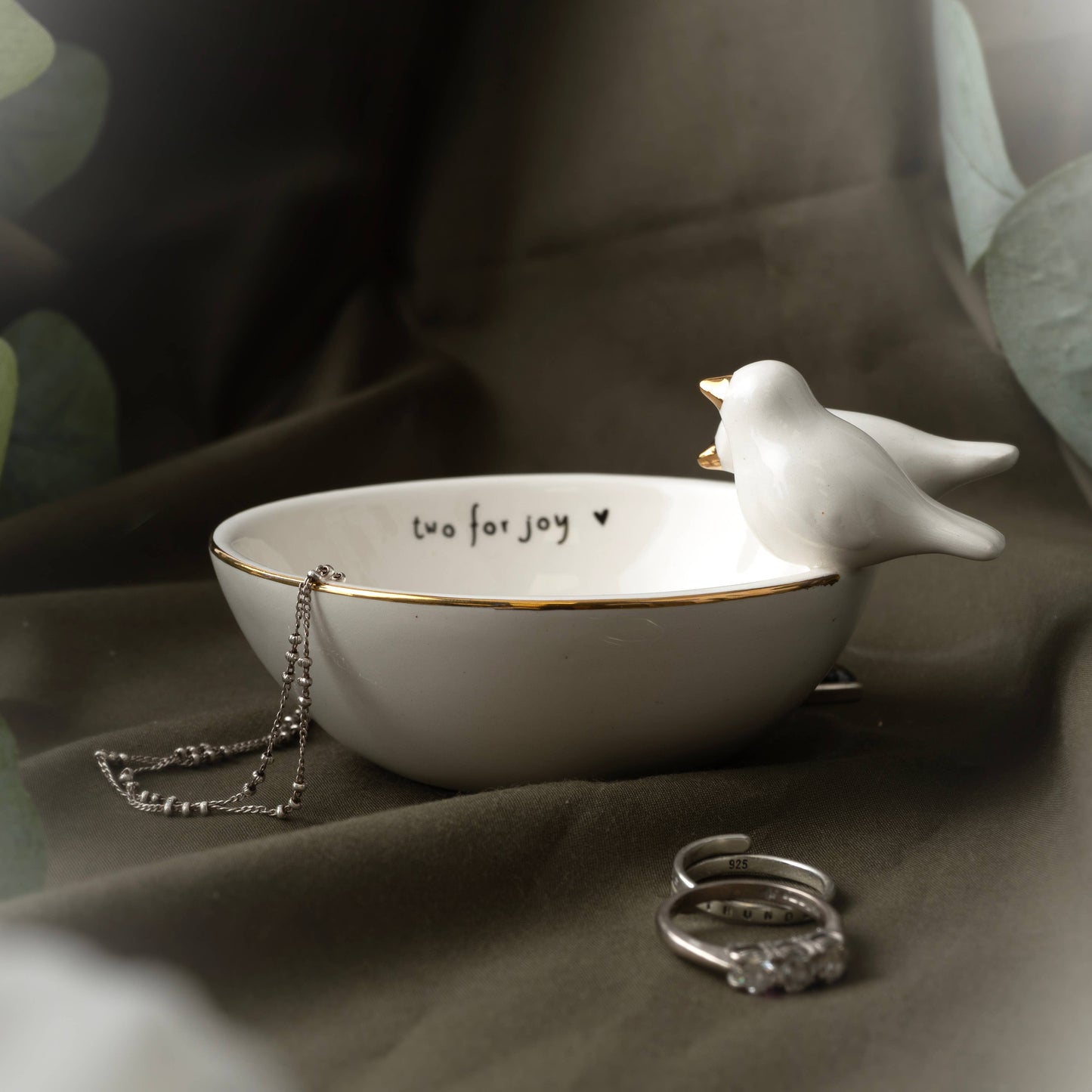 Send With Love 'Two For Joy' Lovebird Ceramic Trinket Bowl