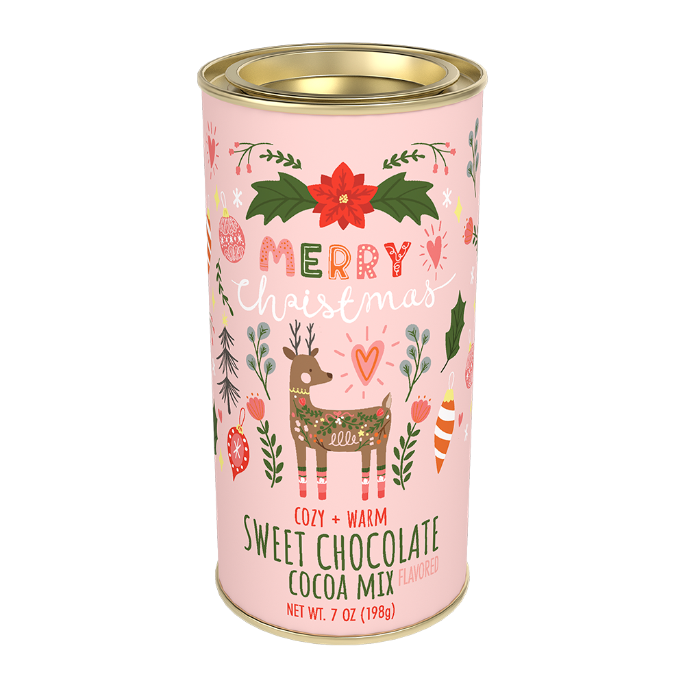 Christmas Deer Sweet Chocolate Cocoa Mix (7oz Round Tin)