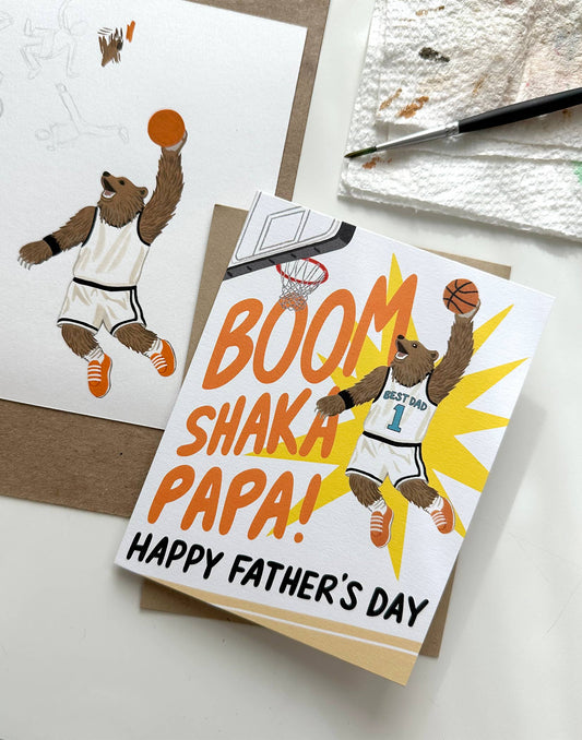 Basketball Bear Slam Dunk Fathers Day Card