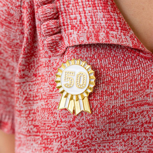 Gold Enamel Birthday Pin Badge | 50 | Milestone Birthday |