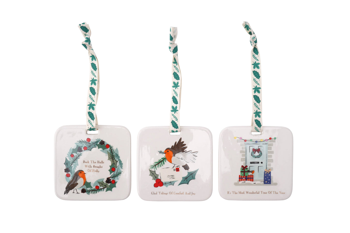 Winter Robin 6 Asst Ceramic Hangers and Display
