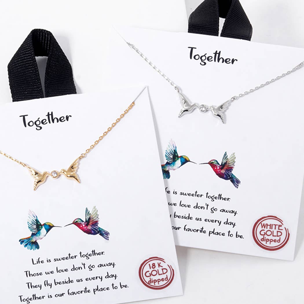 Gold-Dipped Two Hummingbirds Together Necklace