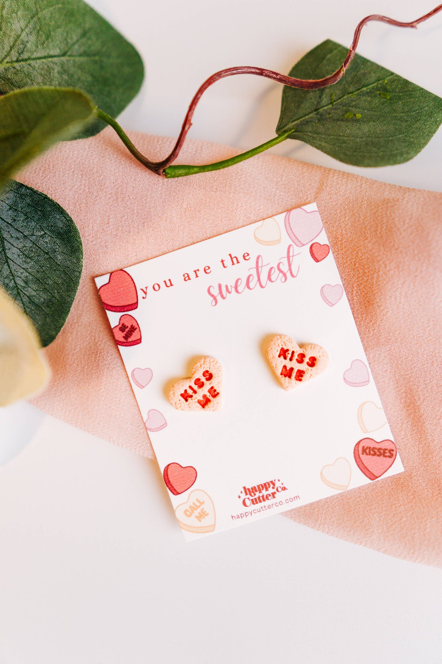 Kiss Me Heart Valentine Clay Stud Earrings