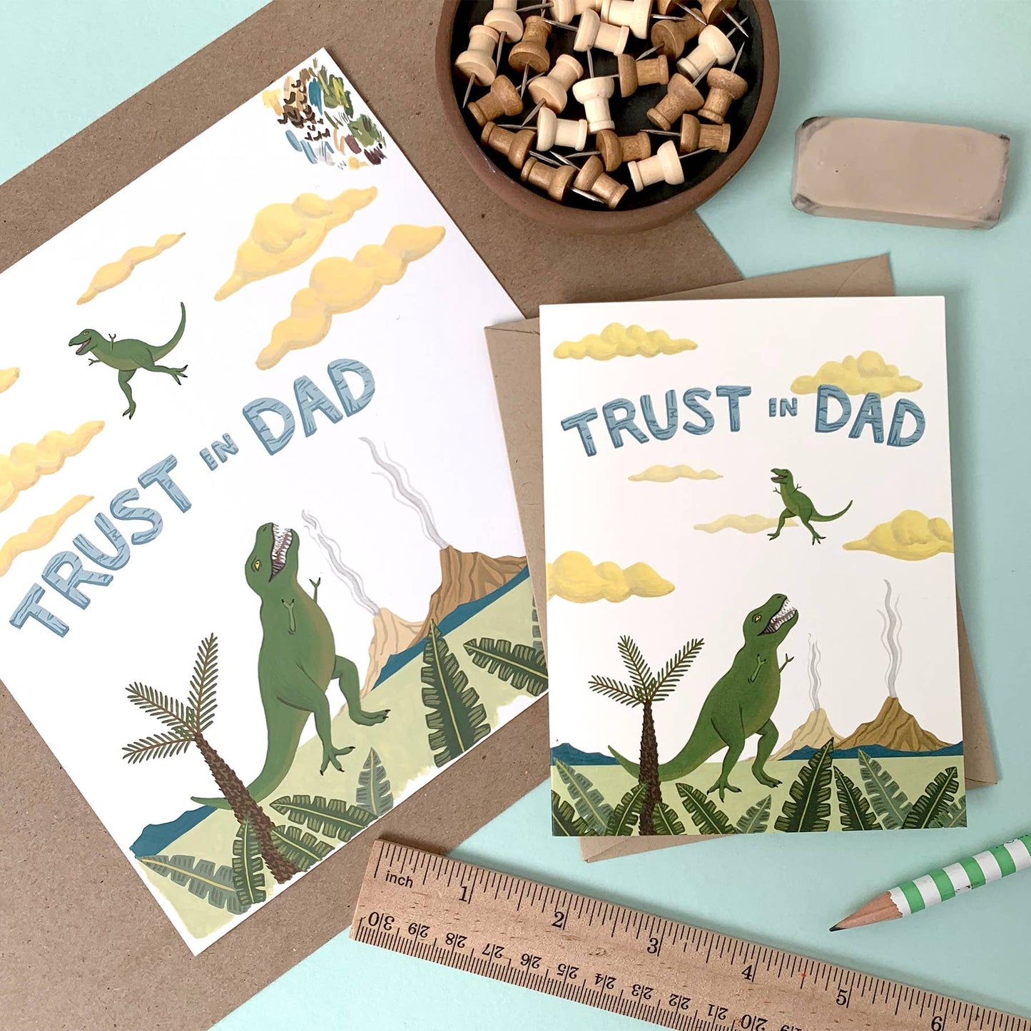 T-Rex Dinosaur Fathers Day Card