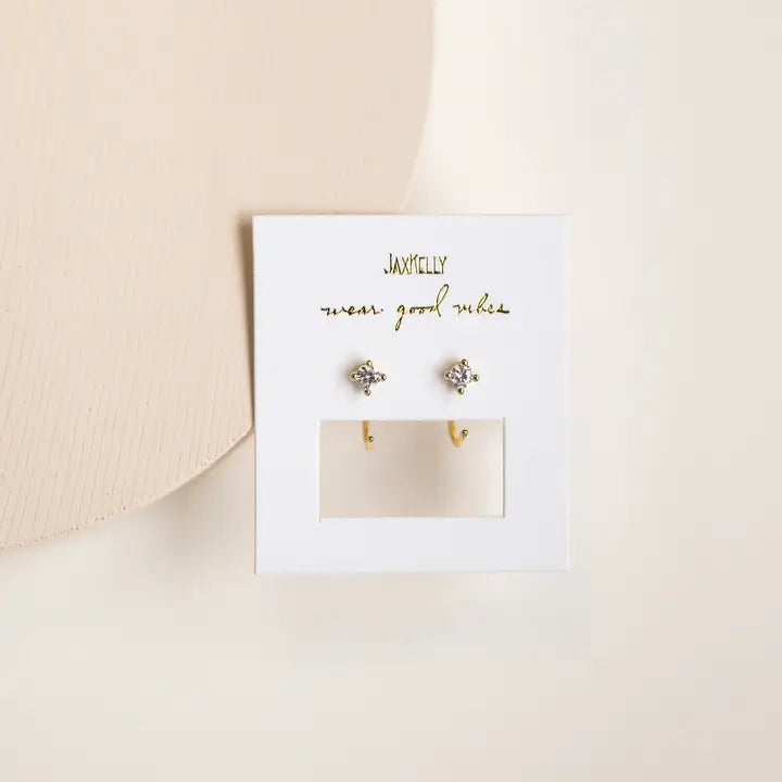 Cz Huggies - White - Earring