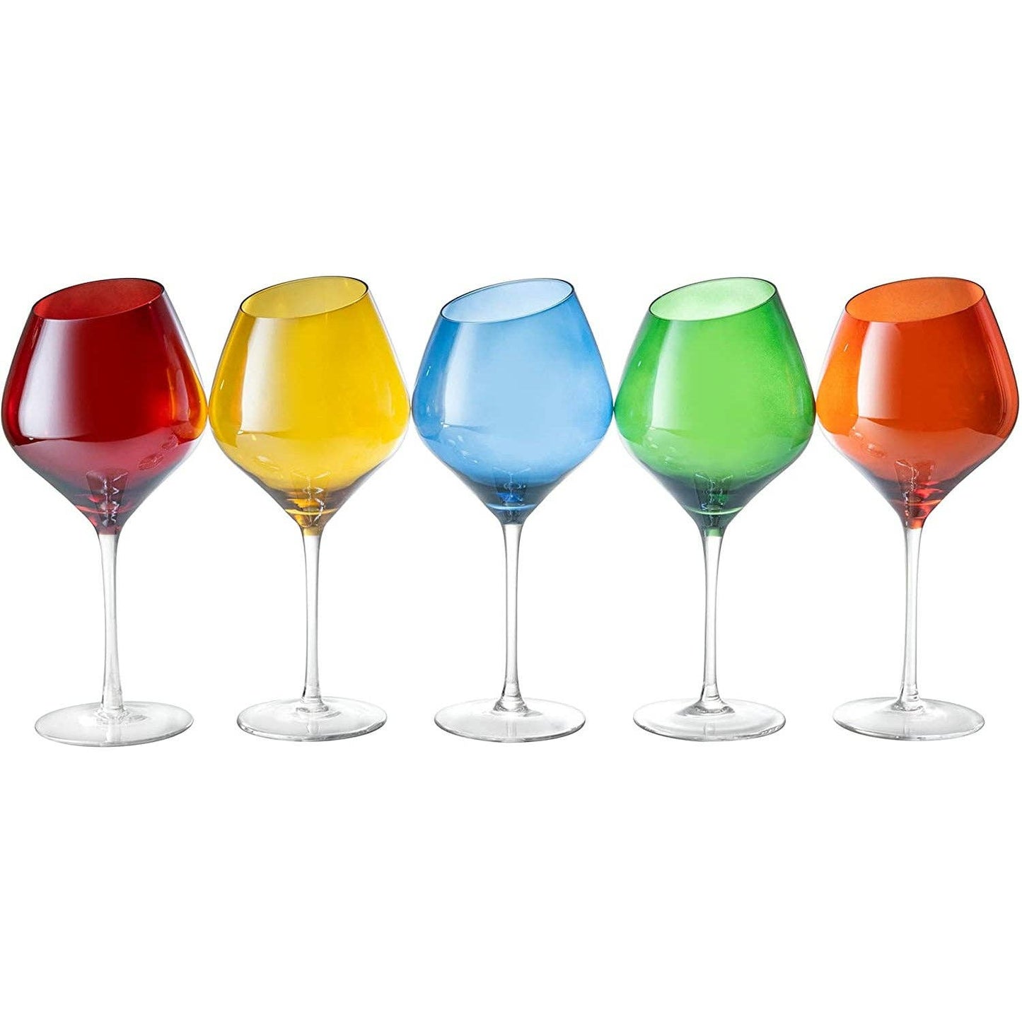 Slant Rim 20oz Colored Wine Glasses Assorted Colour