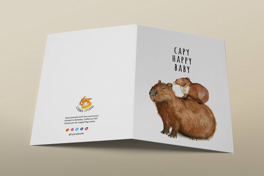 Happy Capy Baby - Funny New Baby Card