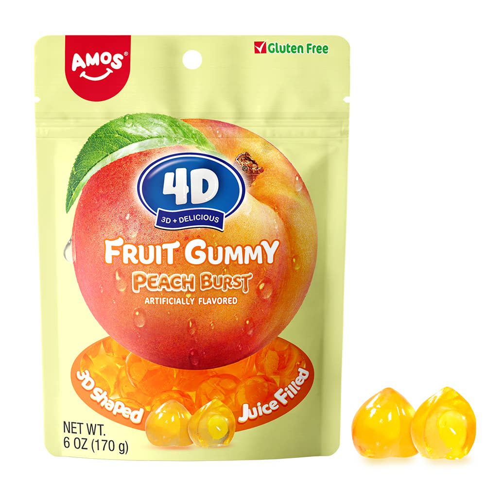 Amos 4D Fruit Gummy Peach Burst 6oz