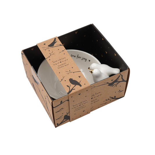 Send With Love 'Two For Joy' Lovebird Ceramic Trinket Bowl