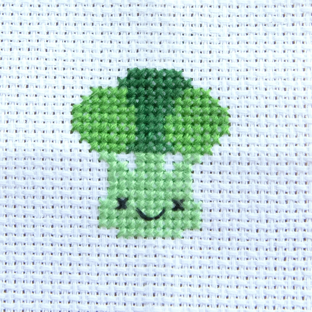 Kawaii Broccoli Cross Stitch Kit in A Matchbox