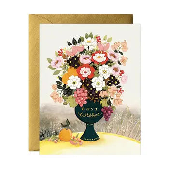 Best Wishes Flower Vase Card - Front & Company: Gift Store