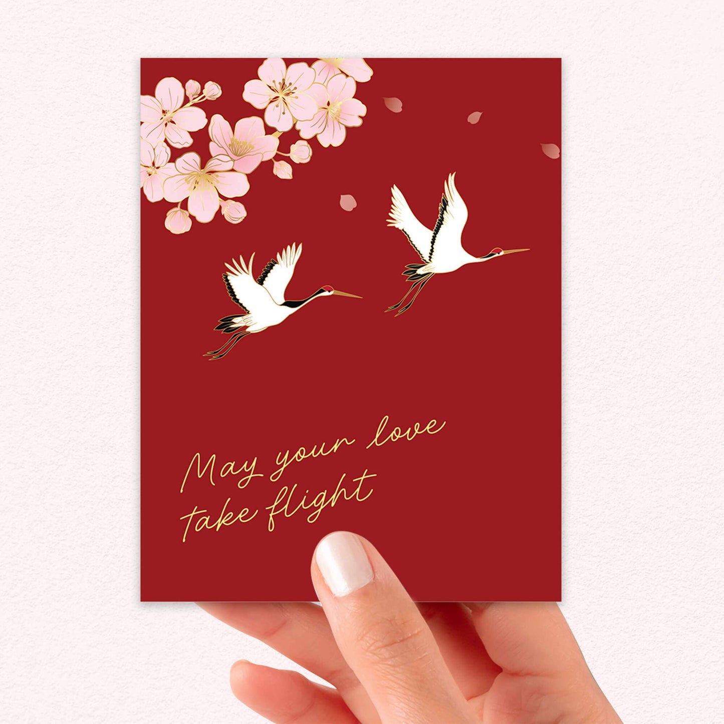 Love Take Flight Asian Wedding Cards | Red Ornate Chinese Vietnamese Greeting
