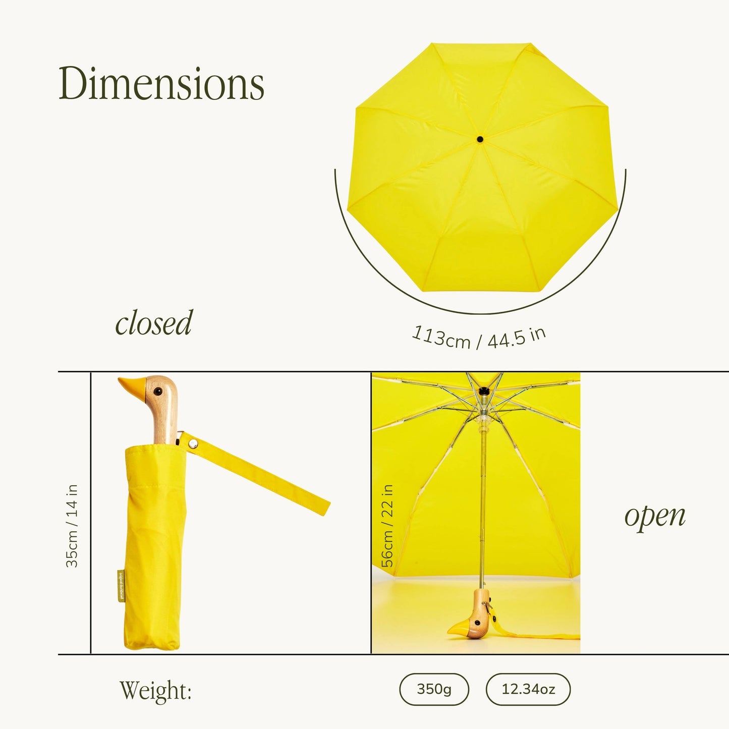 asst colours: Forest/Olive/Yellow Duck Umbrellas
