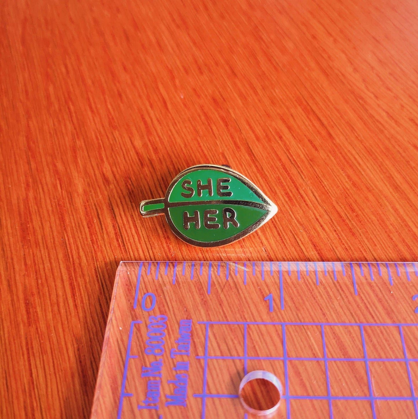 Pronoun Leaf Pin - he/they