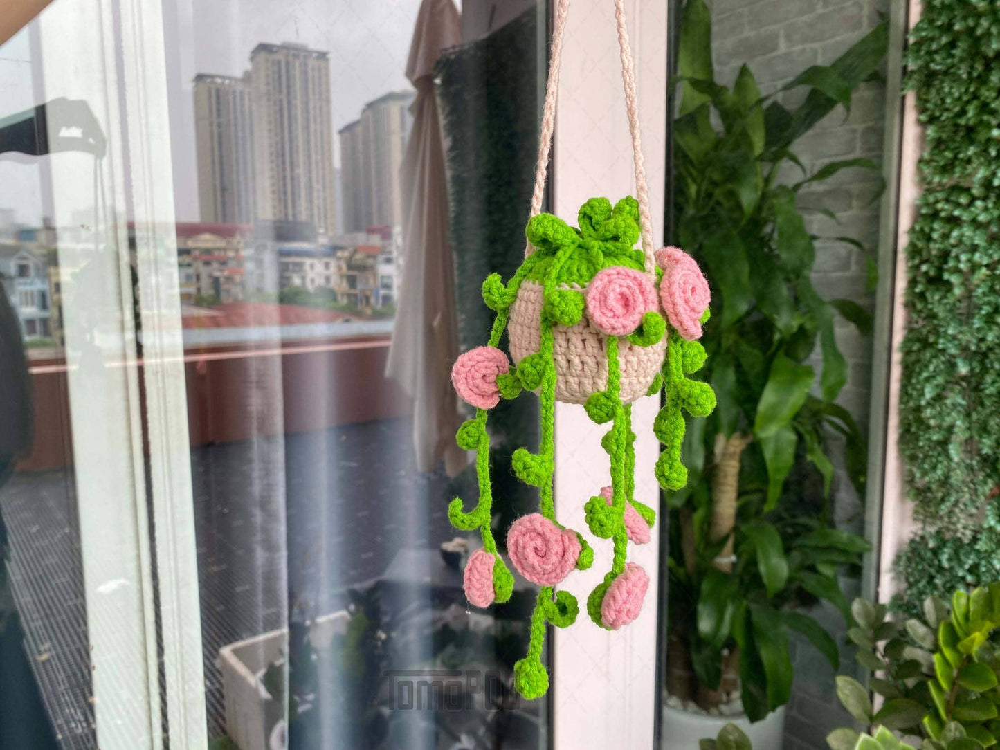 Crochet Monstera Car Plant Hanging, Aesthetic Flower Decor