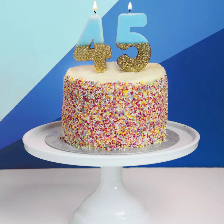 Blue & Gold Glitter Candle