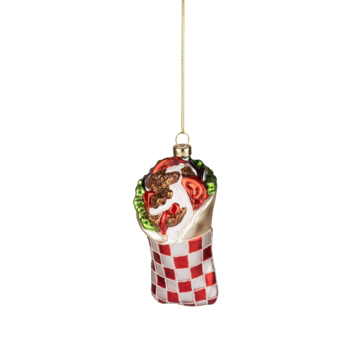 Glass pita wrap ornament, beef and tomatoes