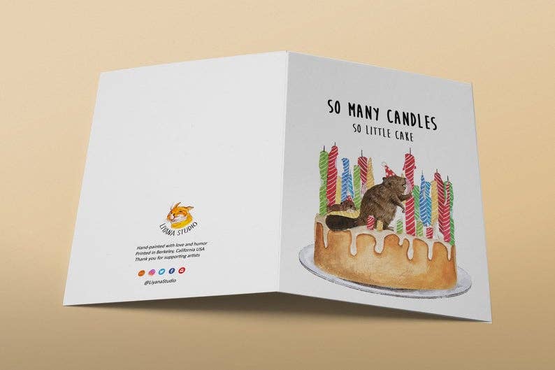 Beaver Cake Candles - Funny Birthday Card